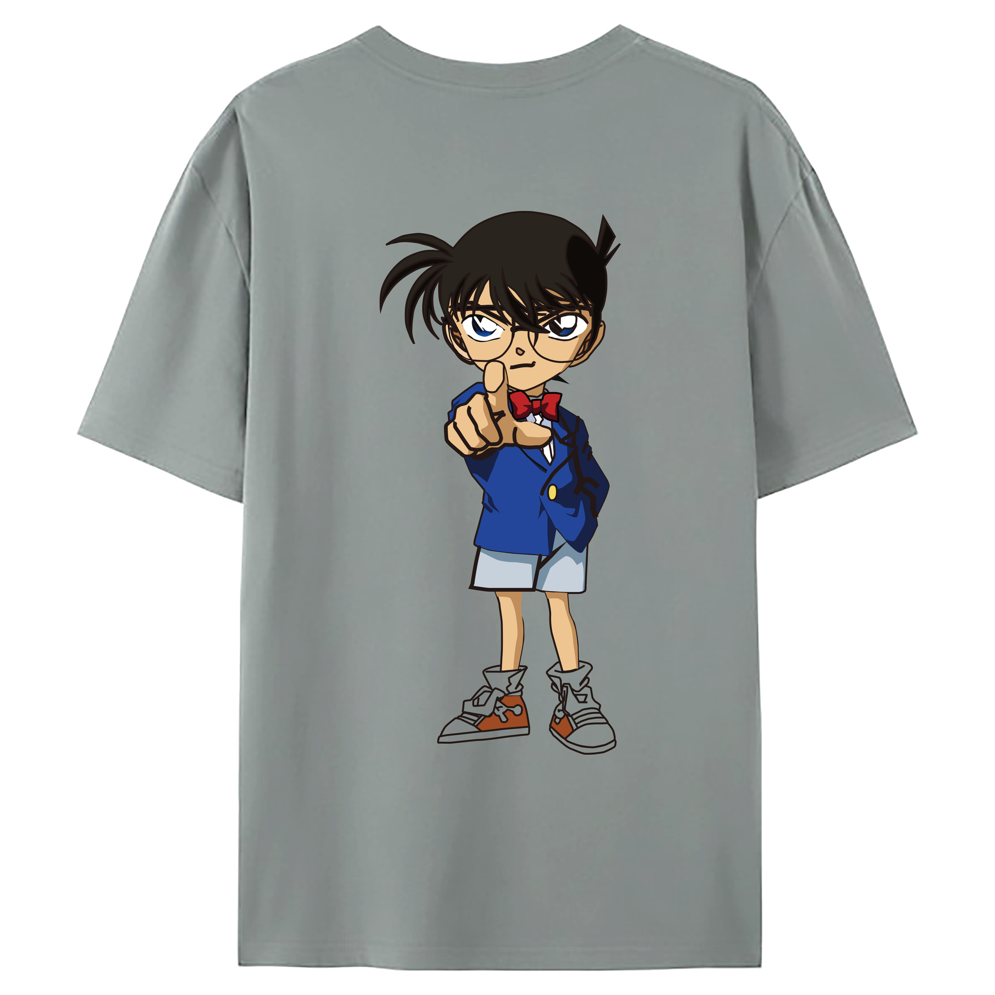 （画像用） 名探偵コナン 江戸川 コナン Detective Conan Conan Edogawa 綿100％ メンズ半袖Tシャツ（バックプリント） 通気性